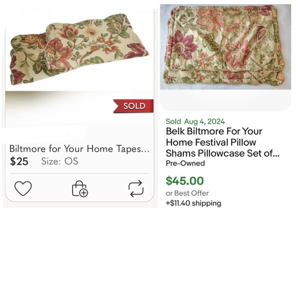 BILTMORE for your home Standard Festival Floral pillow Sham tapestry w/ cording - Picture 16 of 16